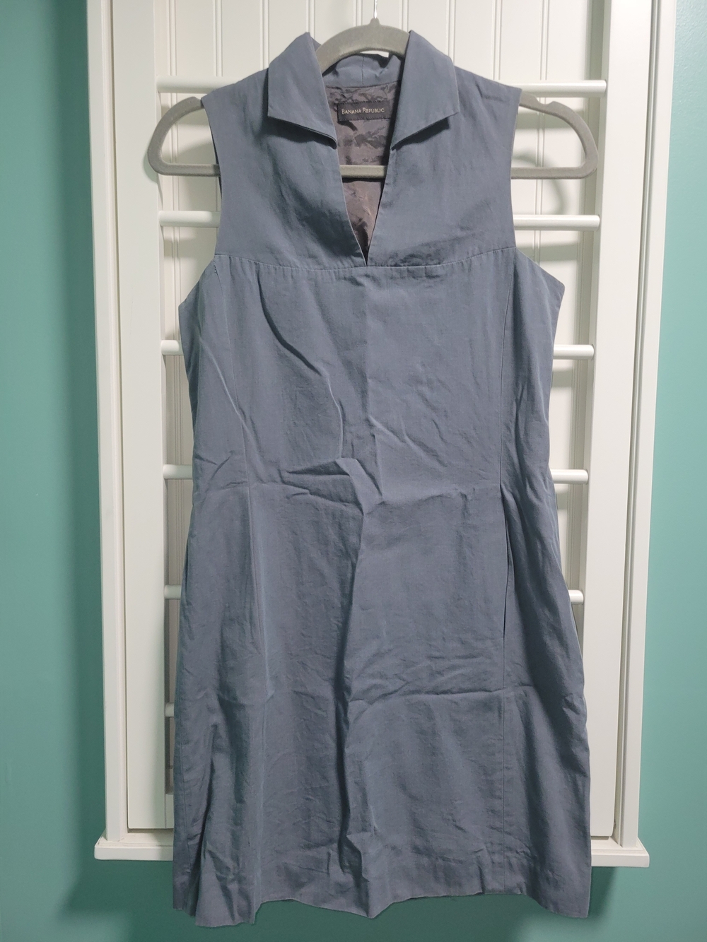Banana Republic Dusty Blue Sleeveless Collared Dress Size 0 EUC